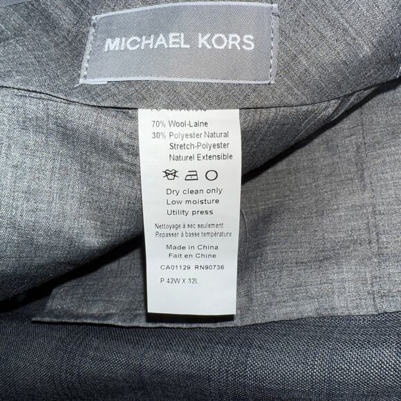 Michael Kors Men's Plaid Classic Wool-Blend Stretch Suit Pants grey 42x32 $190 - Picture 11 of 11